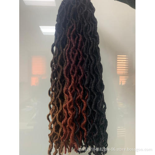 Kaneka fiber 1b 27 30 burgundy ombre gypsy locs hair extensions braids, 18 inch pre looped wavy gypsy faux locs crochet braids